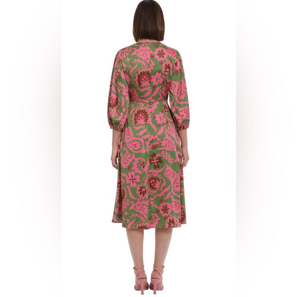 Donna Morgan Women's Side Twist Detail Dress Olive Green Deep Rust - Picture 3 of 6